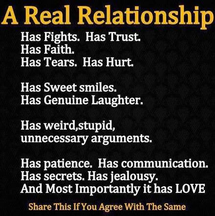 A Real Relationship has Figh has Trust Has Faith