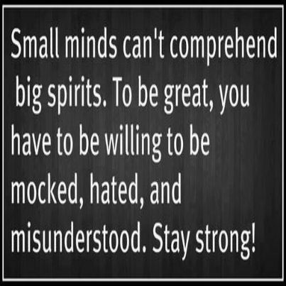 Small Minds Can't Comprehend big Spirits