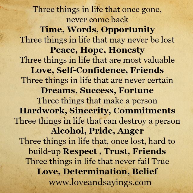 Three Things In Life That once Gone Never Come Back