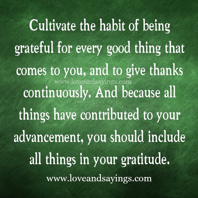 The habit Of Being Grateful for every good thing That come to you
