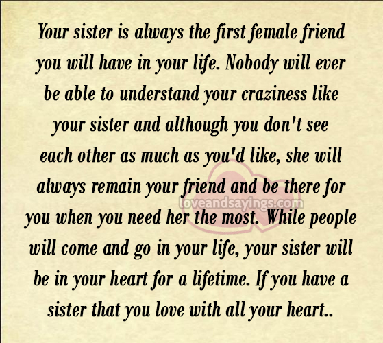 Why a sister is so special