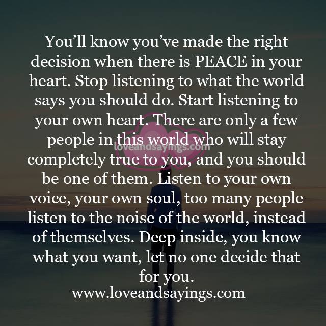 Start listening to your own heart