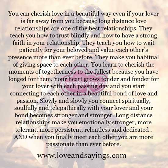 You can cherish love in a beautiful way even if your lover is far away