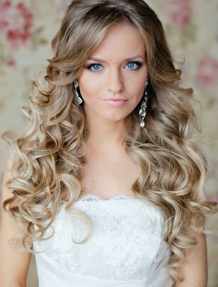 Simple Long Bridal Hairstyles For Curly Hair
