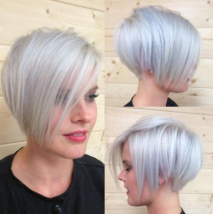 Short Pixie Haircut for Silver Grey Hair