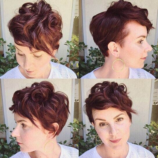 Messy Short Curly Hair Styles with Side Bangs