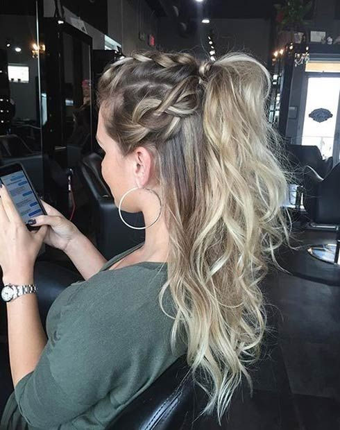 Triple-Braided Half Updo with Curls
