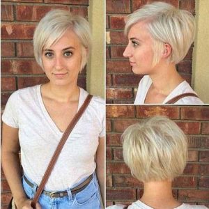 Short bob hairstyle for with side swept bangs