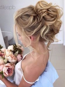 Pinned High Curly Updo Hair Styles for Bridal